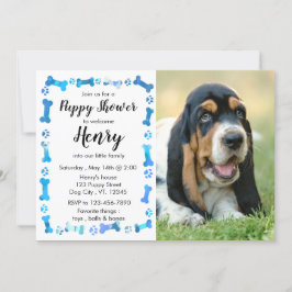 Invitación Ducha de cachorro - Mascota de niño azul - Cachorr