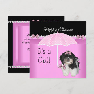 Invitación Ducha de cachorros perro lindo rosa