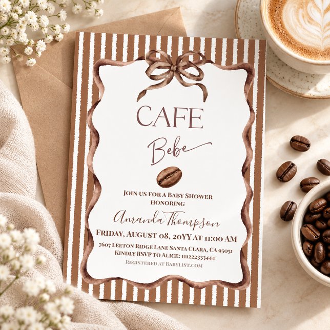 Invitación Ducha de Café Bebe Brown Bow Café (Subido por el creador)