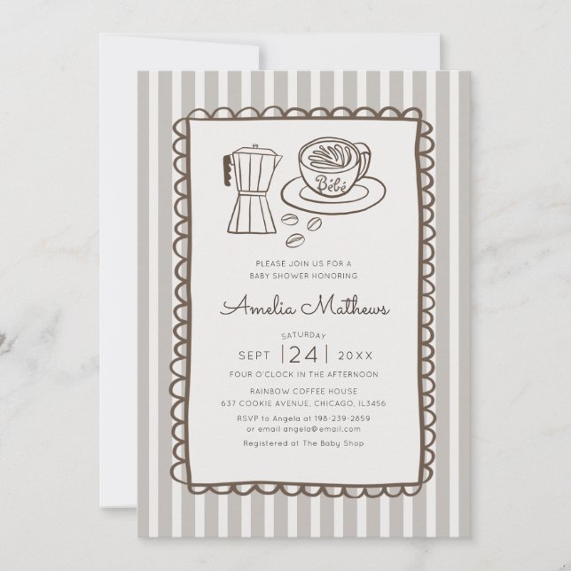 Invitación Ducha de Café Bebe Caprichoso (Anverso)