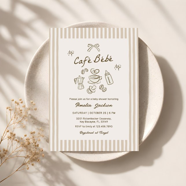 Invitación Ducha de Café Bebe Rayas Vintage (Subido por el creador)