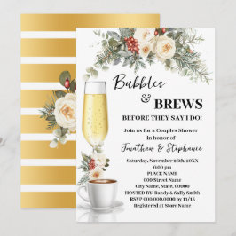 Invitación Ducha de café Burbujas y Cervezas Florales Blancas