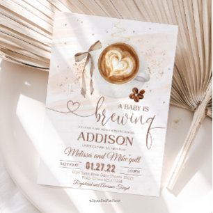 Invitación Ducha de café para bebé Está preparándose  lazo