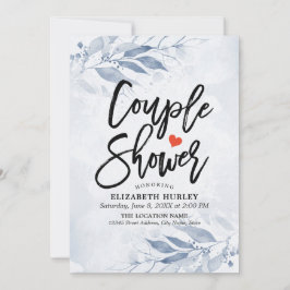 Invitación Ducha de casamiento azul de hojas de dos duchas de