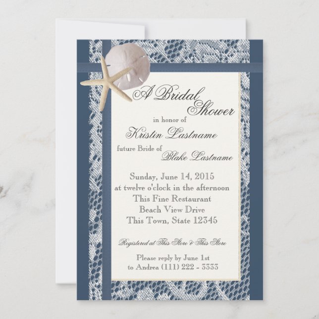 Invitación Ducha de casamiento azul de la Marina Temática Oce (Anverso)
