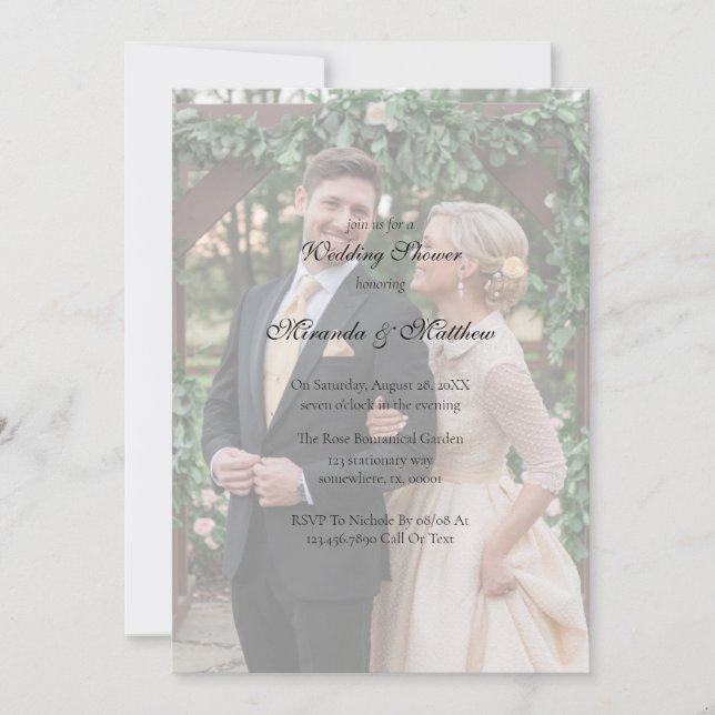 Invitación Ducha de casamiento con mantequilla-rosa amarillo (Anverso)