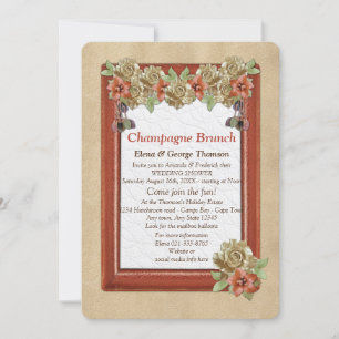 Invitación Ducha de casamiento de arte de cuero y textura Ant