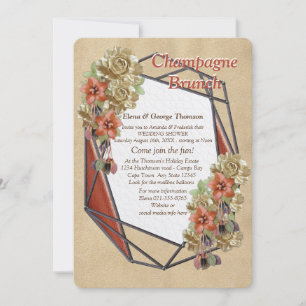 Invitación Ducha de casamiento de arte de cuero y textura Ant