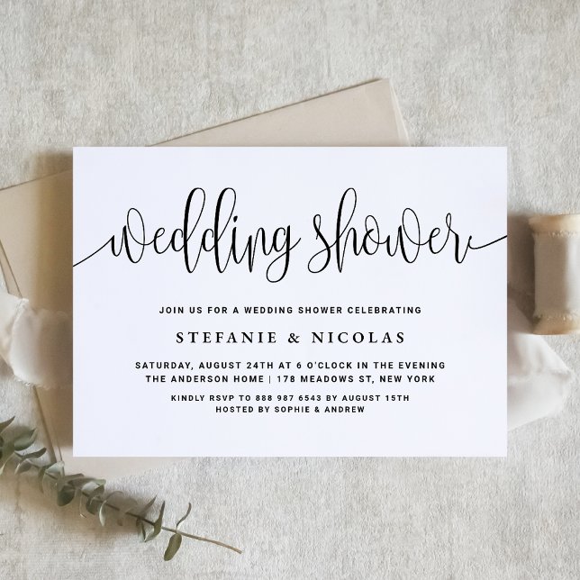 Invitación Ducha de casamiento de caligrafía de Bonito negra (Subido por el creador)
