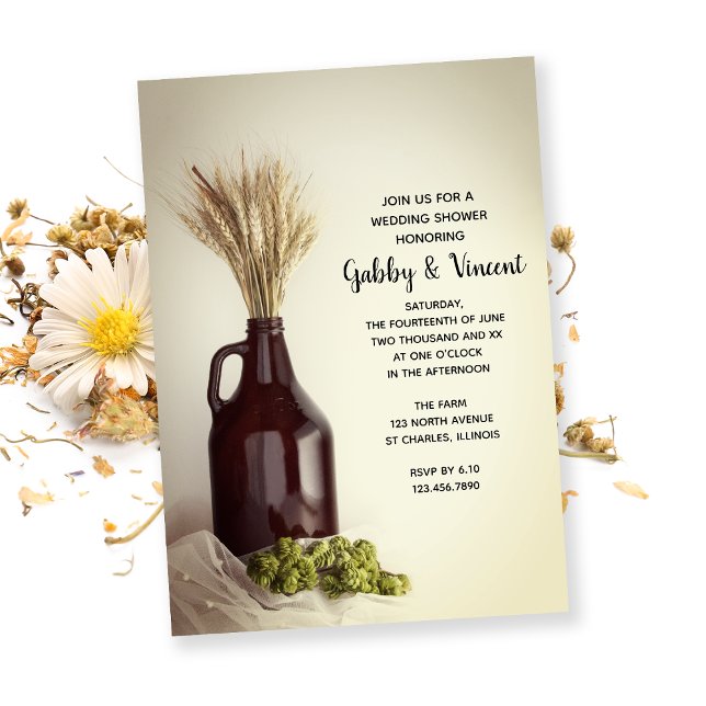 Invitación Ducha de casamiento de cervecería de engorde, hops (Subido por el creador)