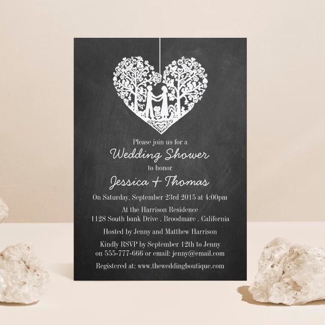 Invitación Ducha de casamiento de crokboard de árbol colgante (Subido por el creador)