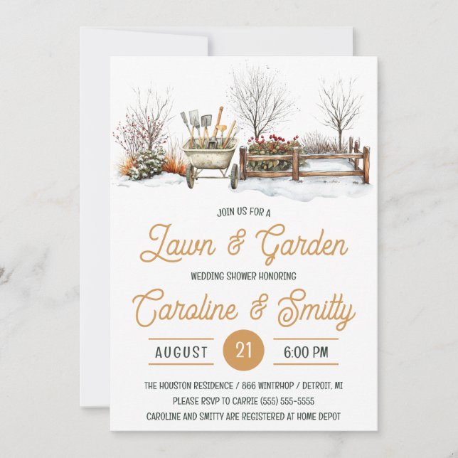 Invitación Ducha de casamiento de jardín y jardín, ducha de n (Anverso)