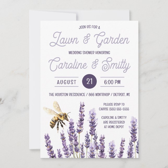Invitación Ducha de casamiento de jardín y jardín, ducha de n (Anverso)