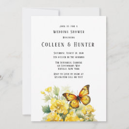 Invitación Ducha de casamiento de mariposa amarilla Hydrangea