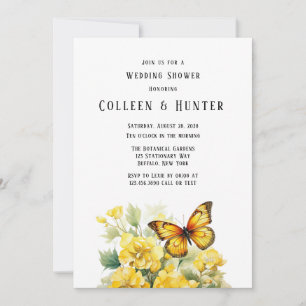 Invitación Ducha de casamiento de mariposa amarilla Hydrangea