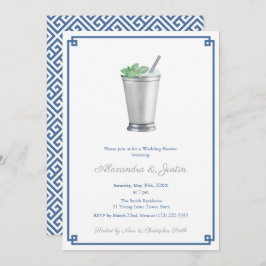 Invitación Ducha de casamiento de mimbre gris azul y plata de
