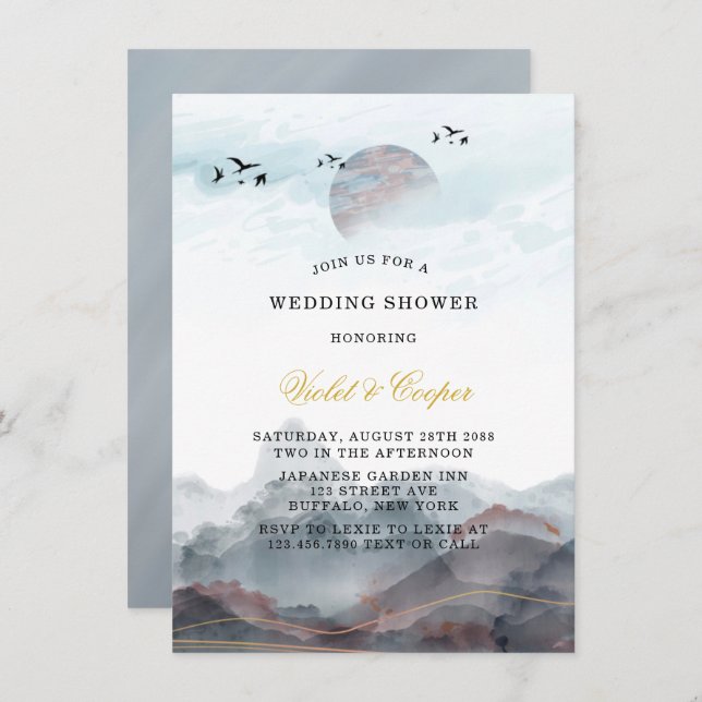 Invitación Ducha de casamiento de montaña japonesa (Anverso / Reverso)