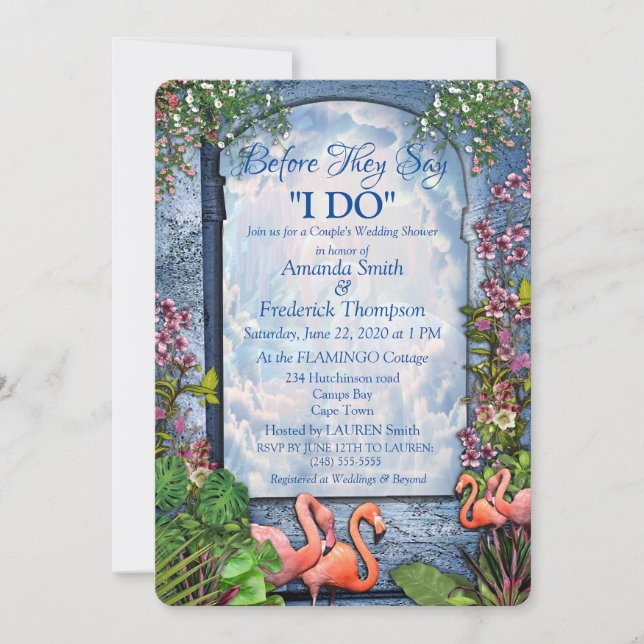 Invitación Ducha de casamiento del palacio de mármol azul tro (Anverso)
