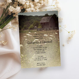 Invitación Ducha de casamiento en el campo del granero templa