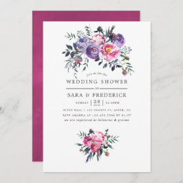 Invitación Ducha de casamiento floral de plumas y acuarelas r