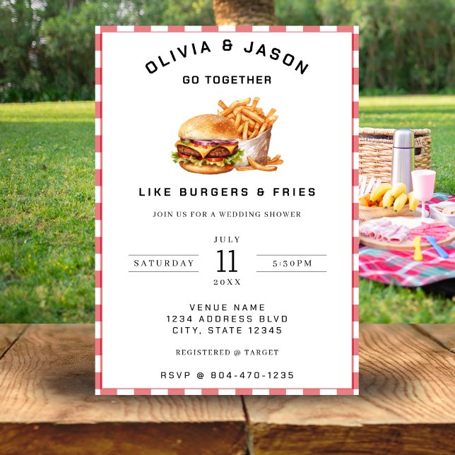 Invitación Ducha de casamiento picnic para hamburguesas y bol (Subido por el creador)