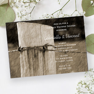Invitación Ducha de casamiento rural en la valla postpareja