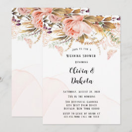 Invitación Ducha de casamiento rústica de mariposa de peones 