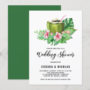 Invitación Ducha de casquería tropical de coco de verano de b