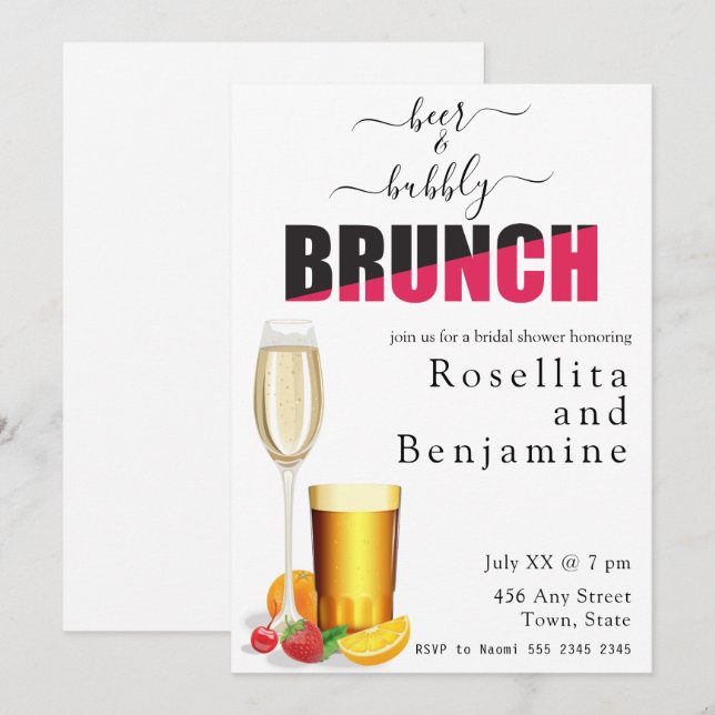 Invitación Ducha de cervecería y de brunch (Anverso / Reverso)