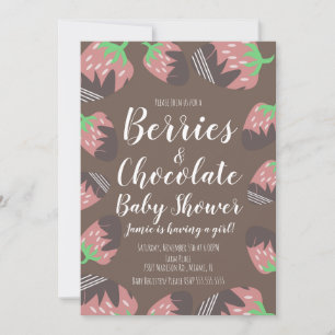 Invitación Ducha de Chocolate Fresa Fruta Baya para Bebé