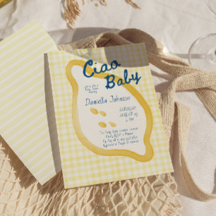 Invitación Ducha de Ciao Baby a Cuadros de Limón