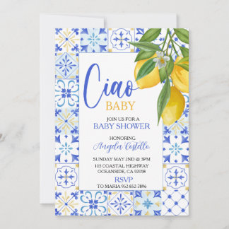 Invitación Ducha de Ciao Baby Costa Amalfi Limón