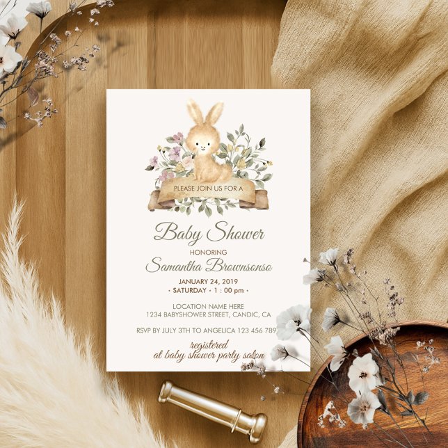 Invitación Ducha de cinta botánica de conejo (Subido por el creador)