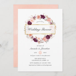 Invitación Ducha de ciruelas borgoñas y bodas geométricas Rub