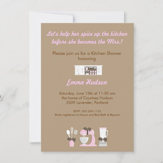 Invitación Ducha de cocina (Anverso)