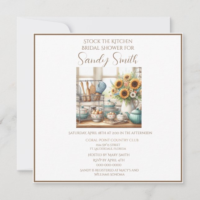 Invitación Ducha de Cocina para Novia  (Anverso)