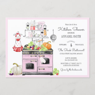 Invitación Ducha de cocina retro-nupcial