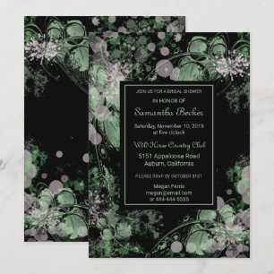 Invitación Ducha de colmenas botánicas color agua verde y ros