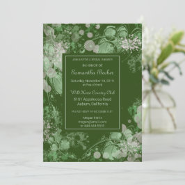 Invitación Ducha de colmenas botánicas color agua verde y ros