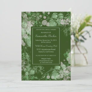 Invitación Ducha de colmenas botánicas color agua verde y ros