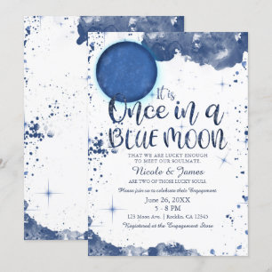 Invitación Ducha de compromiso de acuarela una vez en la luna