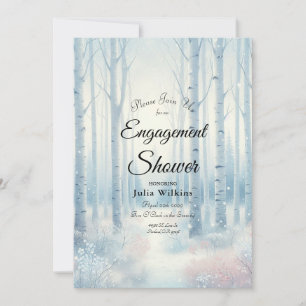 Invitación Ducha de compromiso de bosque de Birch Azul Escarc