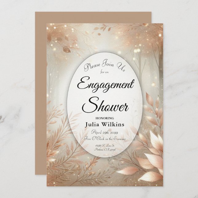 Invitación Ducha de compromiso forestal encantada con palisan (Anverso / Reverso)