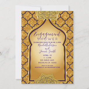 Invitación Ducha de compromiso Real Árabe Indio Oro Púrpura