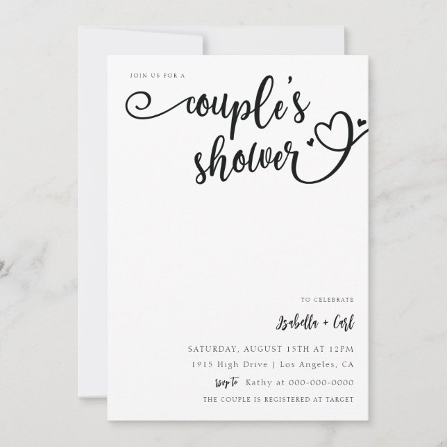 Invitación Ducha de Corazones para Parejas (Anverso)