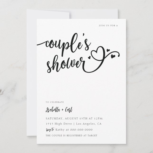 Invitación Ducha de Corazones para Parejas (Anverso)