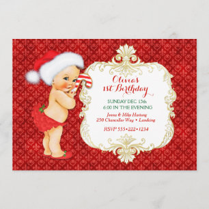 Invitación Ducha de cumpleaños de niña bebé vintage de Navida