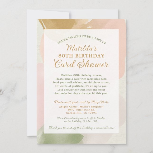 Invitación Ducha de Cumpleaños por Correo 2 Foto (Anverso)