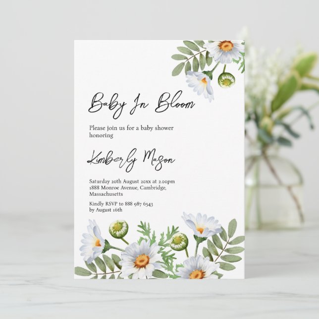 Invitación Ducha de Daisy para bebé (Anverso de pie)