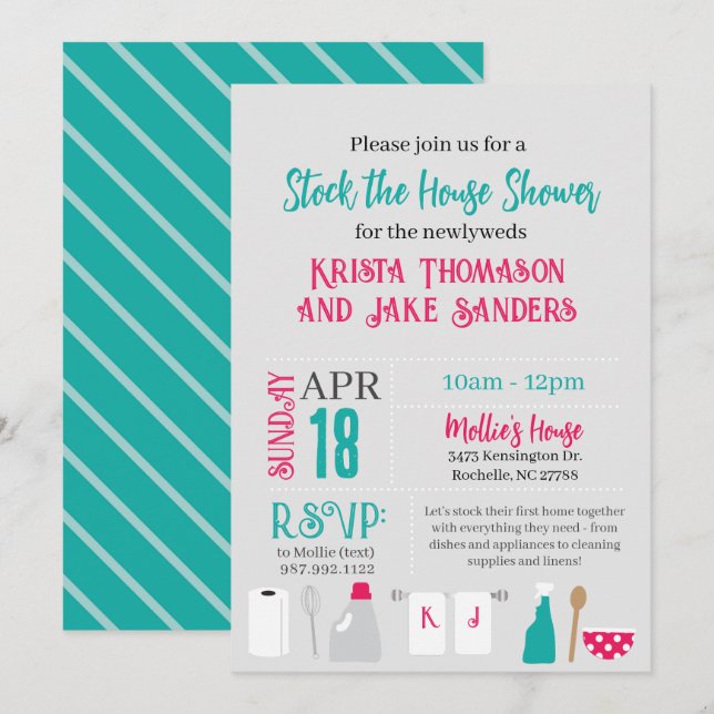 Invitación Ducha de decoración de la casa (Anverso / Reverso)